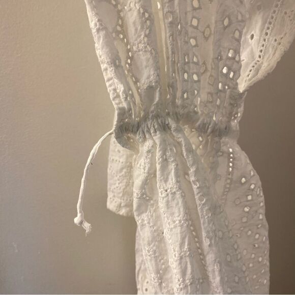 Kona Sol Cotton white Eyelet open front swimsuit coastal beachy Cover Up S/M - Picture 12 of 13